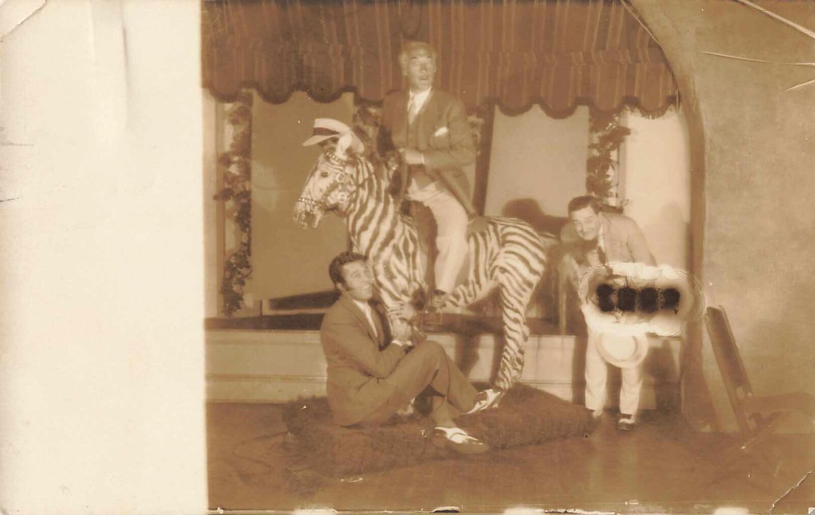 Rare Candid RPPC photo Hollywood Star LEROY MASON Zebra Gay int Edwin Carewe 