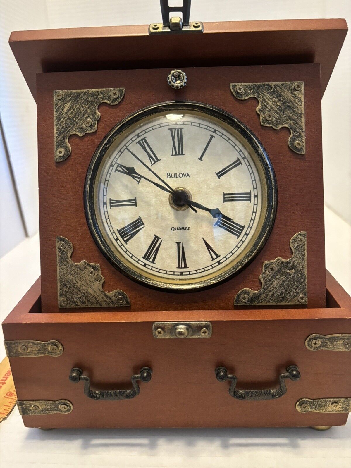 Bulova Tabletop Clock, Treasure Box Style Case,Tested & Works