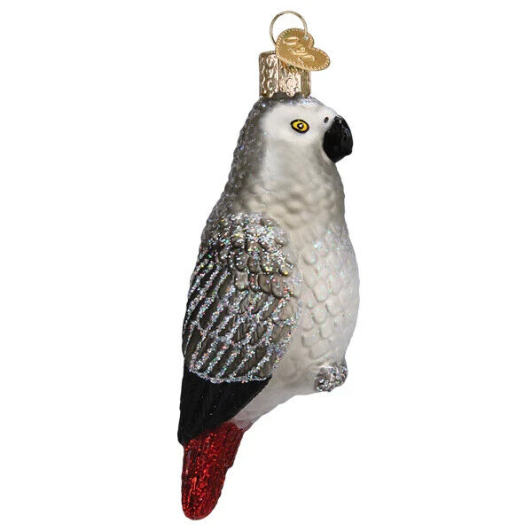 Old World Christmas AFRICAN GREY PARROT (16153) Glass Ornament w/ OWC Box