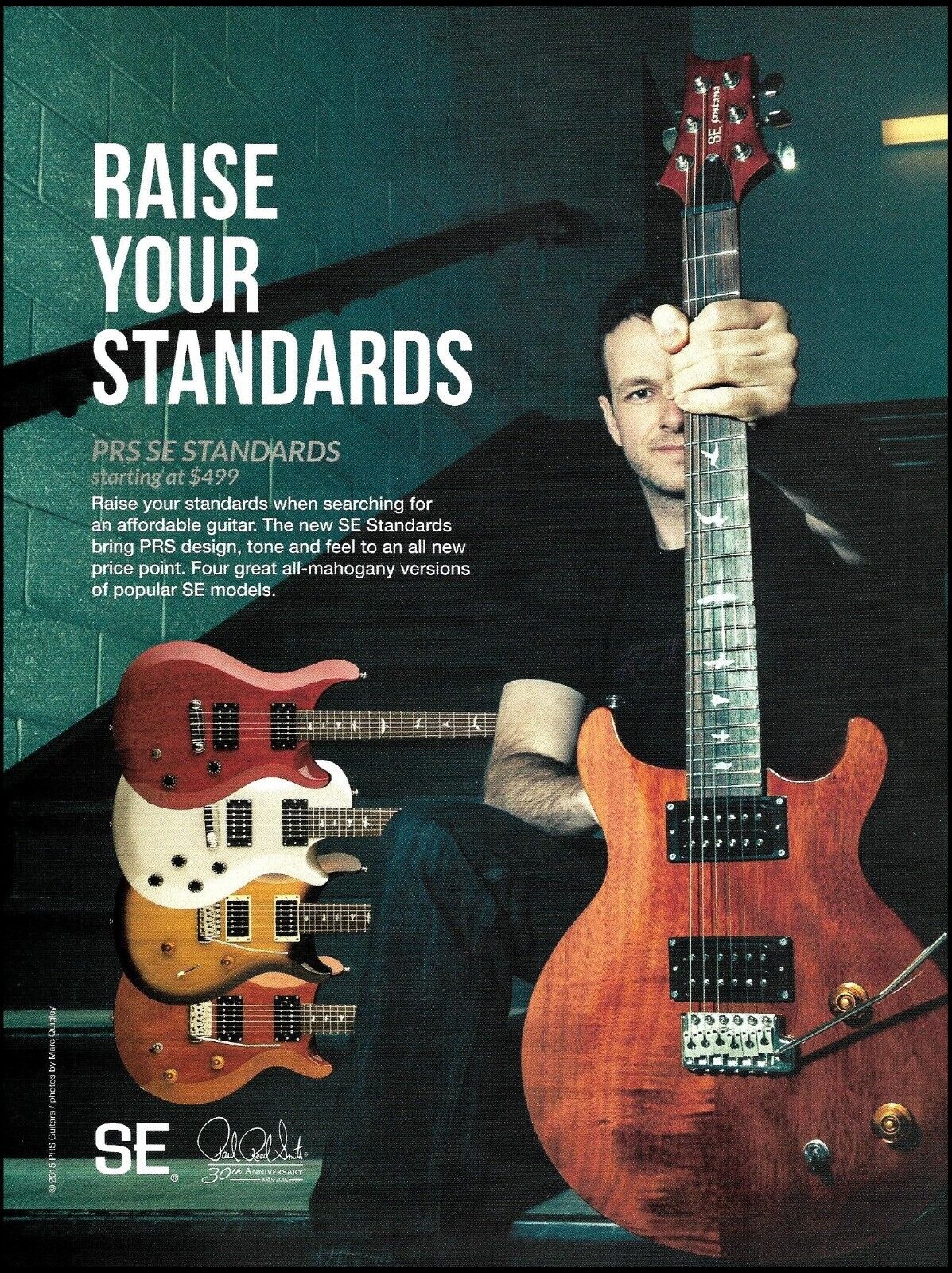 2015 PRS SE Standard series electric guitar advertisement 8 x 11 ad print