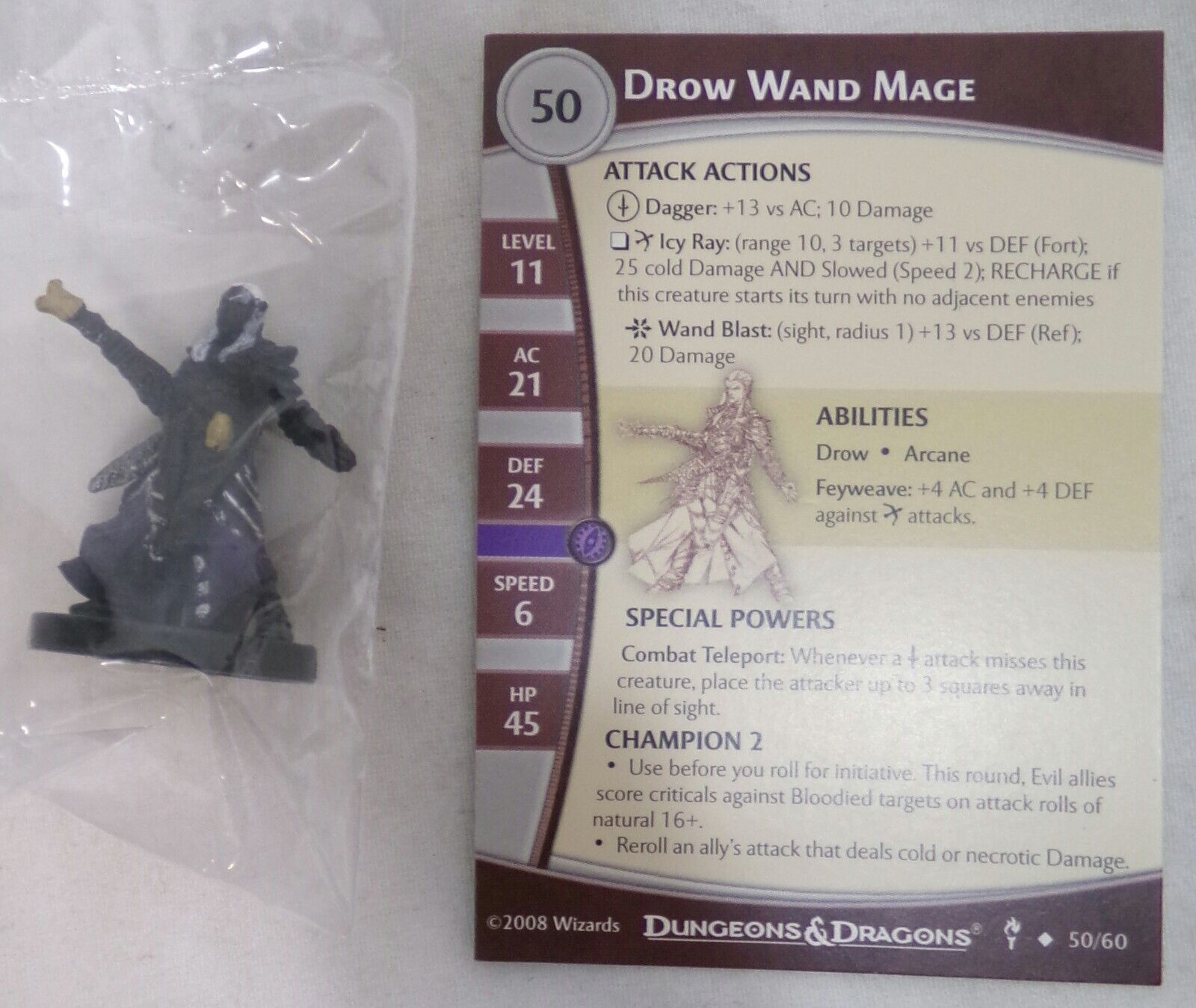 Wizards of the Coast Dungeons & Dragons Blood War Drow Wand Mage Miniature