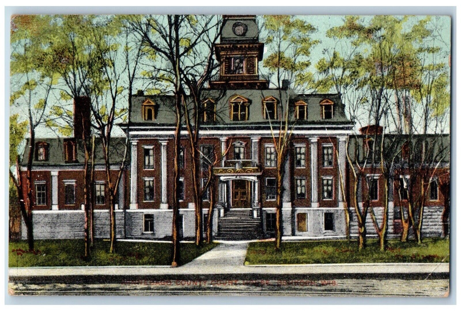 Oshkosh Wisconsin WI Postcard Winnebago County Court House Building 1908 Antique