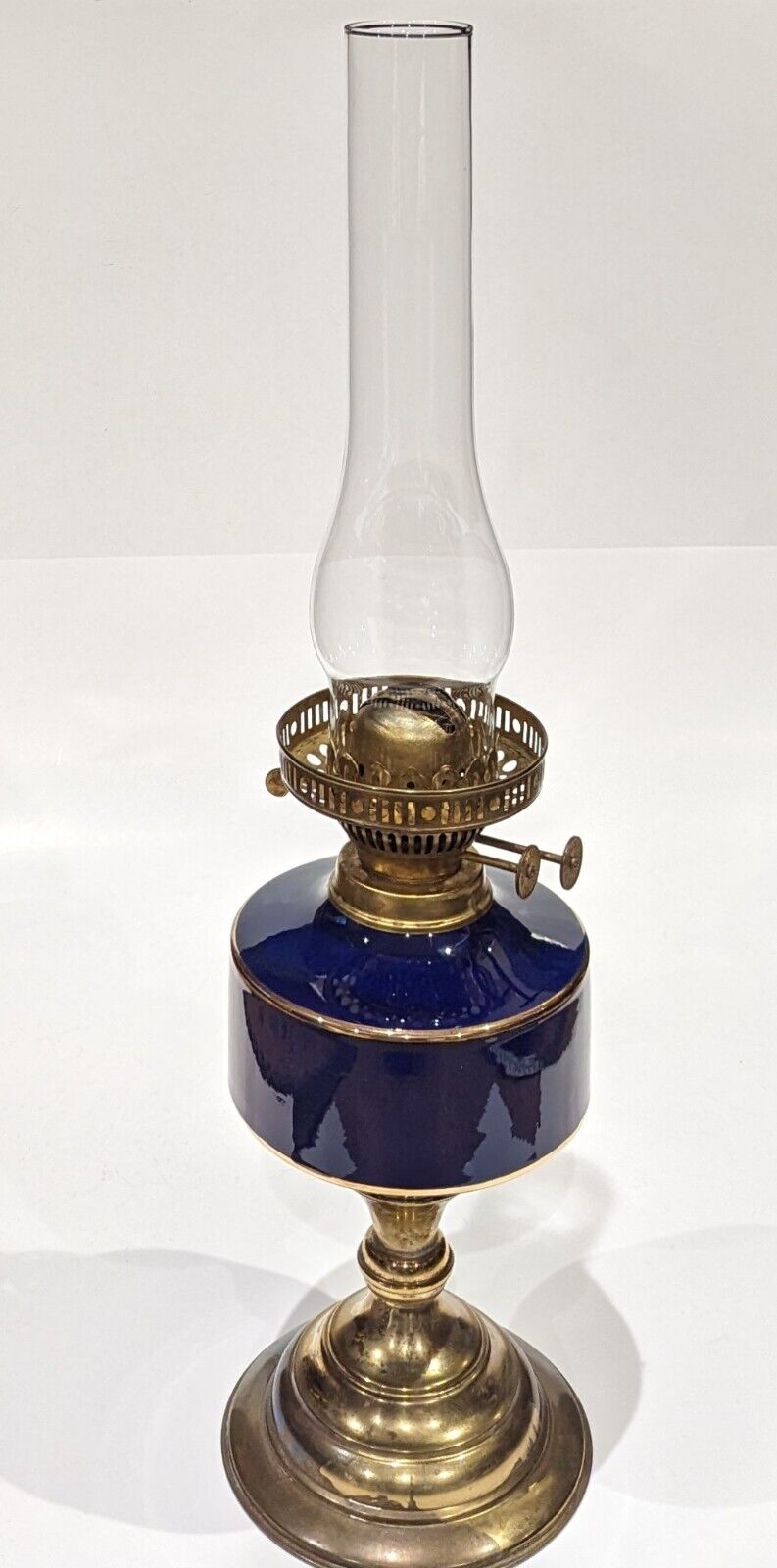Rare Antique Cobalt Blue Porcelain Oil Lamp 12\