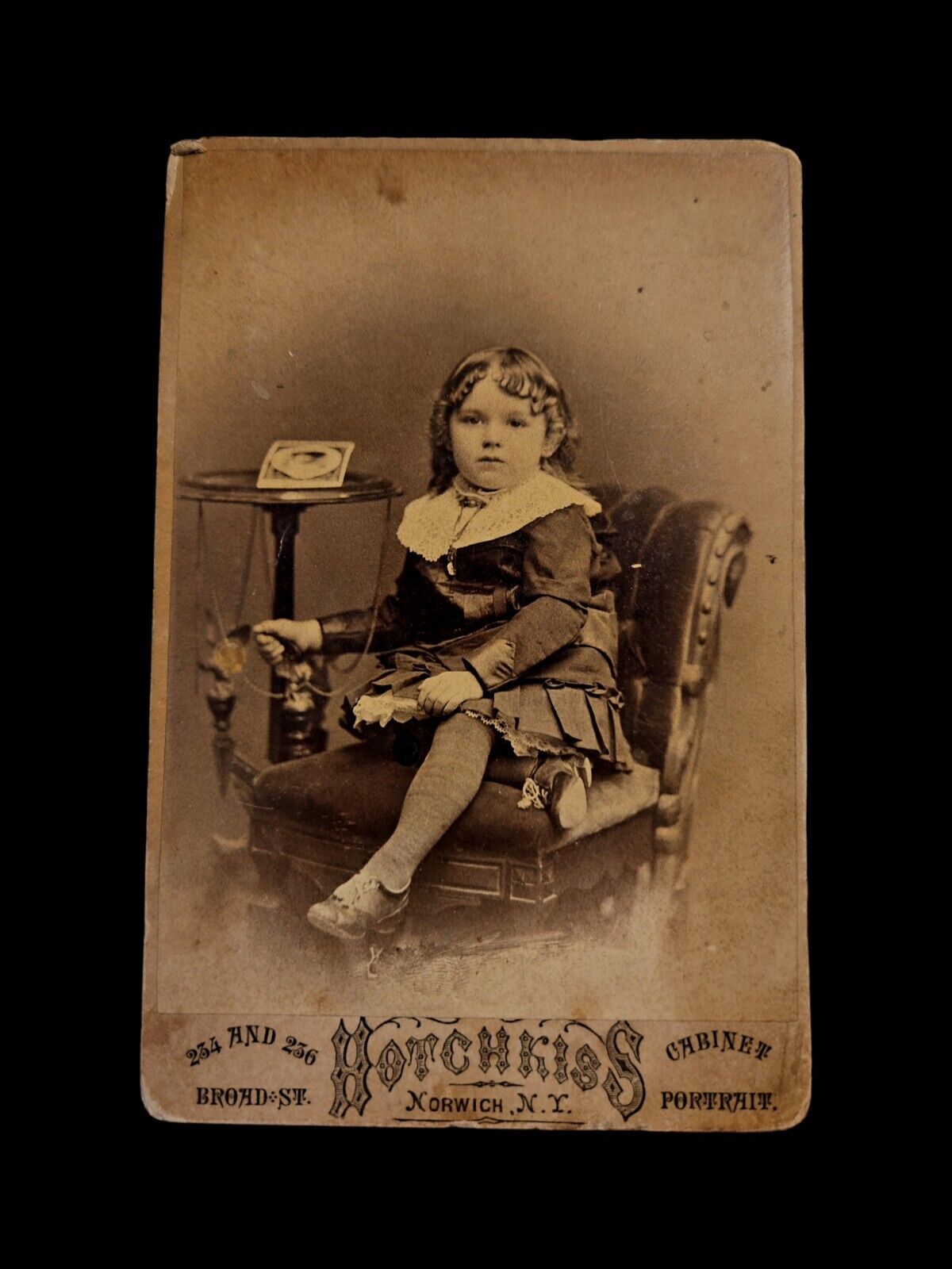 Norwich NY Hotchkiss PIP Cabinet Card Photo Girl Chair