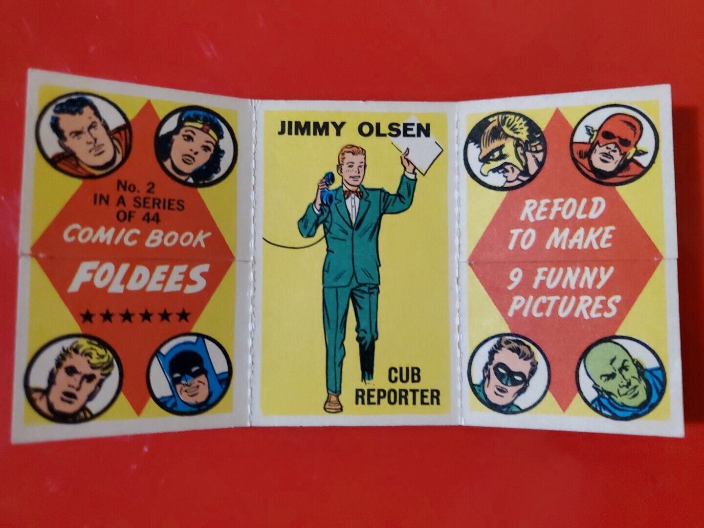 1966 Topps Comic Book Foldees #2 JIMMY OLSEN Dancer Grubby Beatnik Folding Card