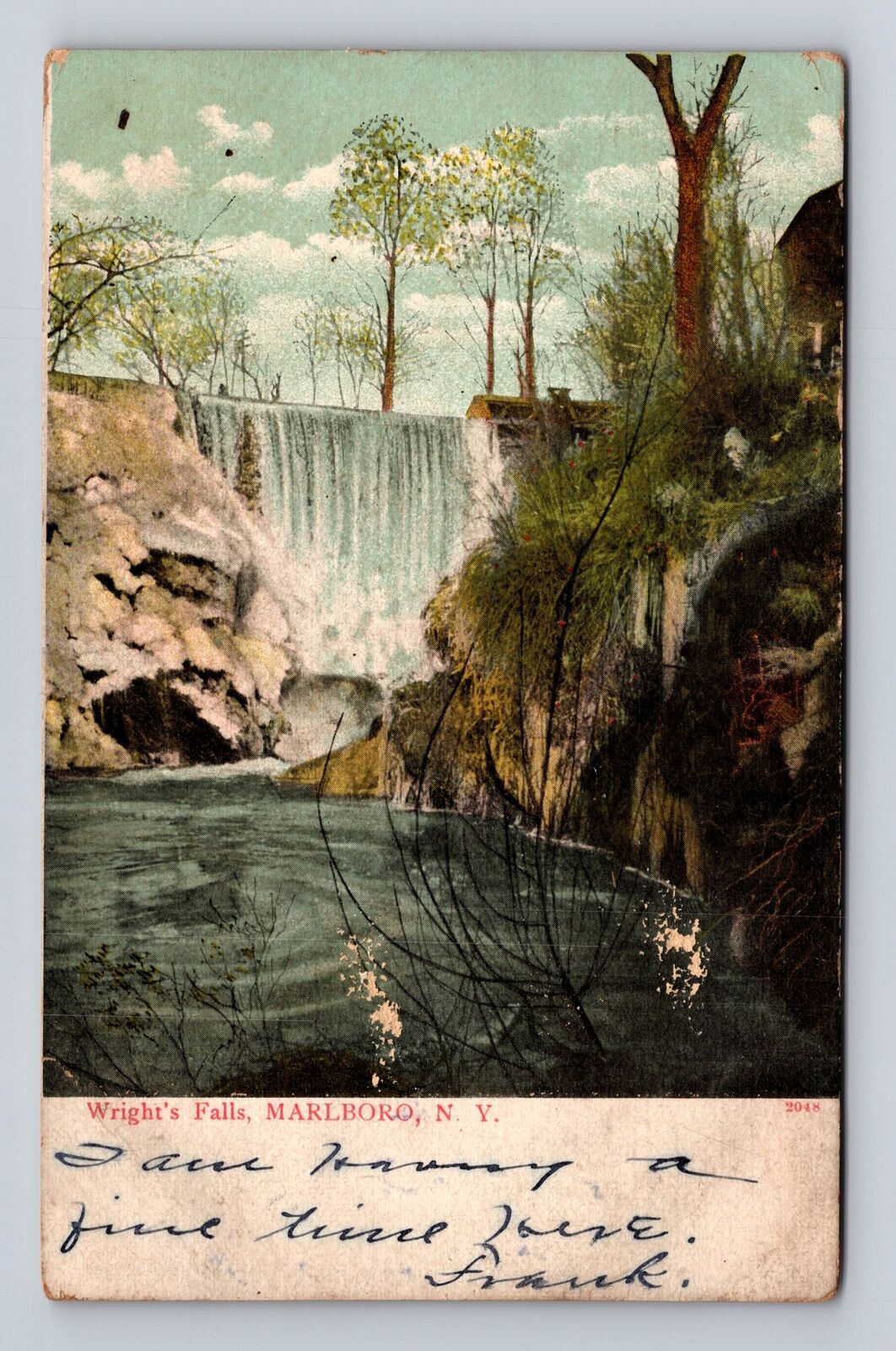 Marlboro NY-New York, Wright\'s Falls, Scenic View, Vintage c1907 Postcard