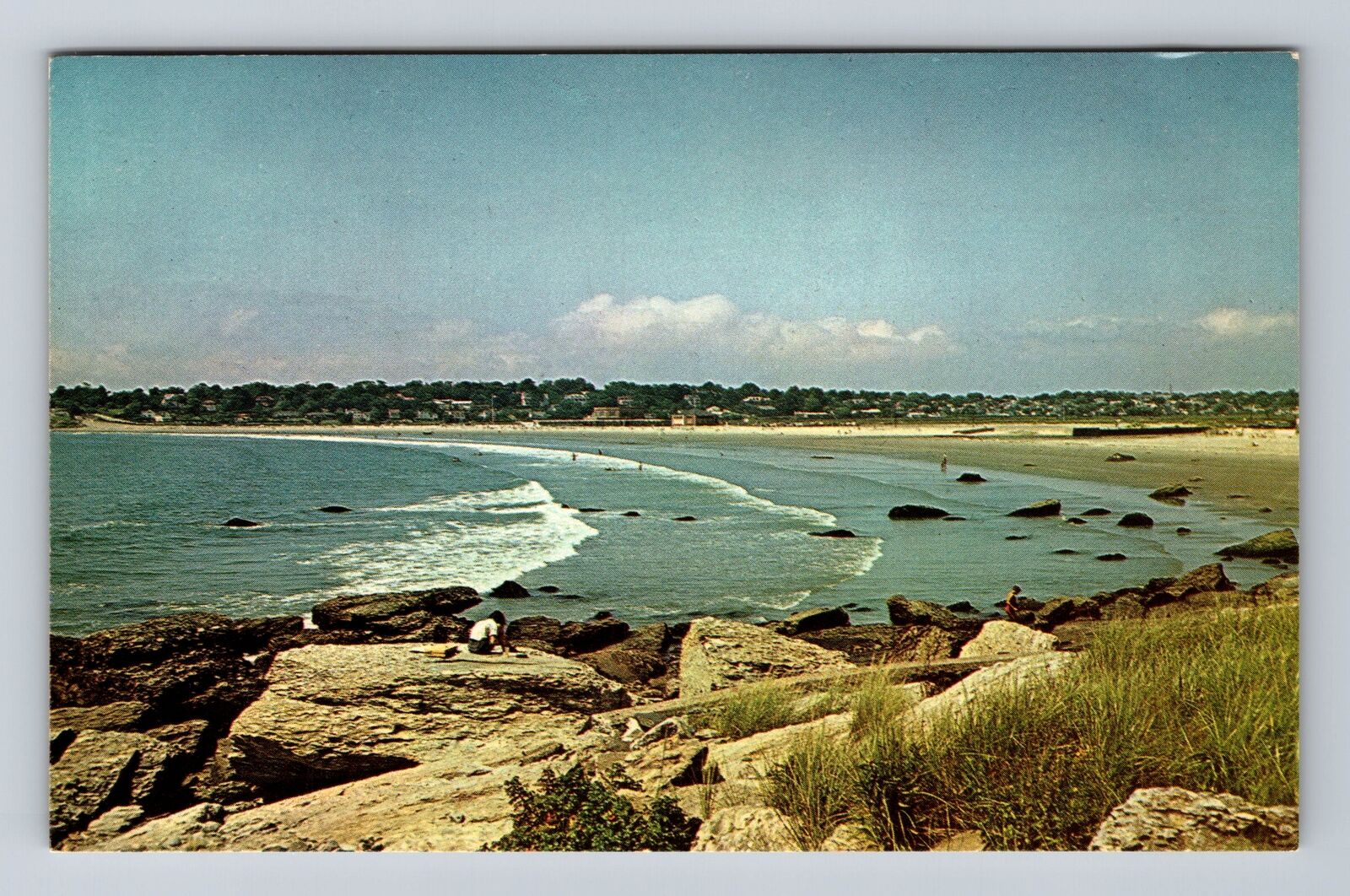Newport RI-Rhode Island, Panoramic Easton\'s Beach, Antique Vintage Postcard
