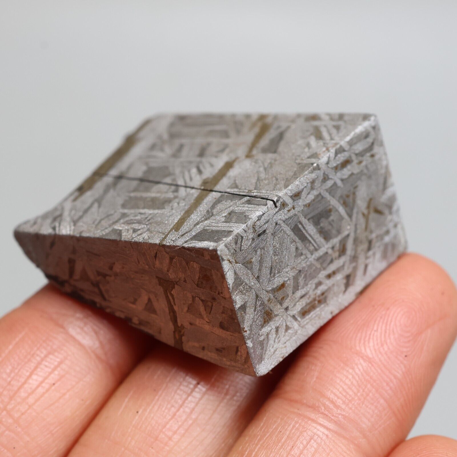 91g Iron meteorite, Muonionalusta iron meteorite slice, Natural Meteorite J256