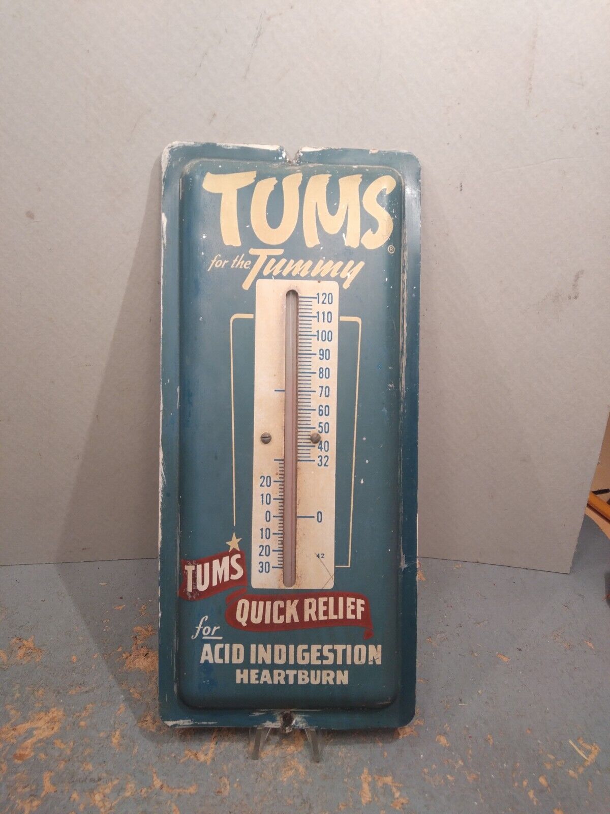 Vtg Tums For the Tummy Quick Relief Heartburn Medication Advertising Thermometer