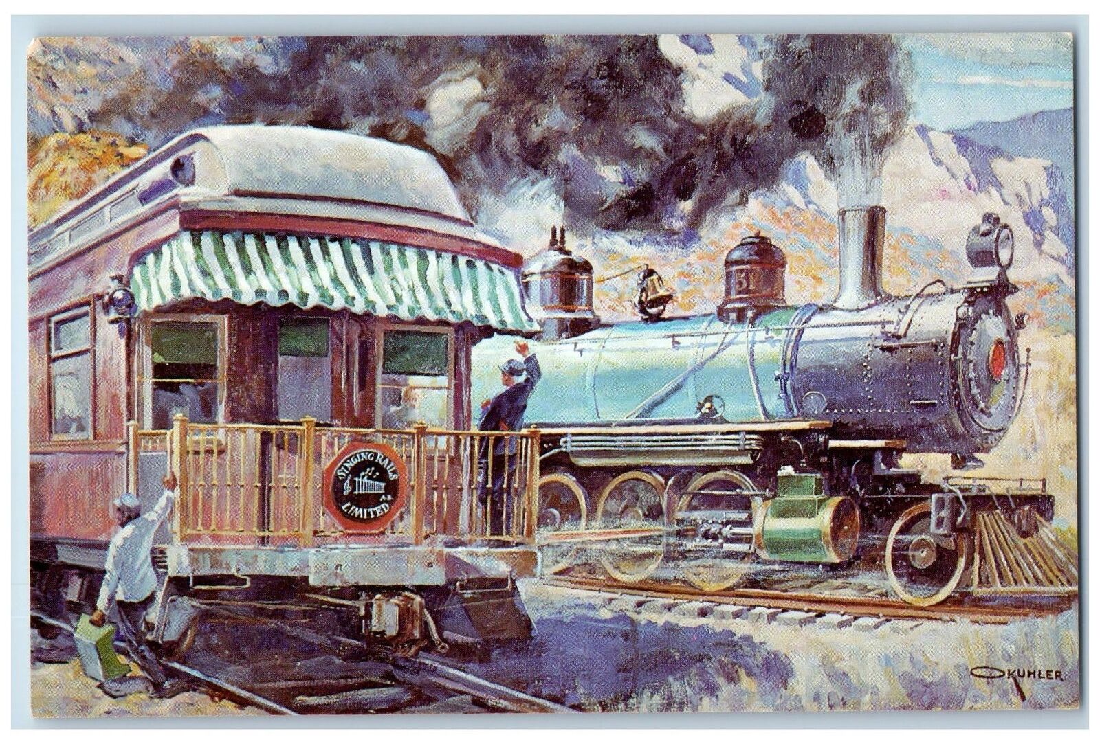 c1960s Cat Ballou Movie Train Scene Old Engine No. 51 Unposted Vintage Postcard