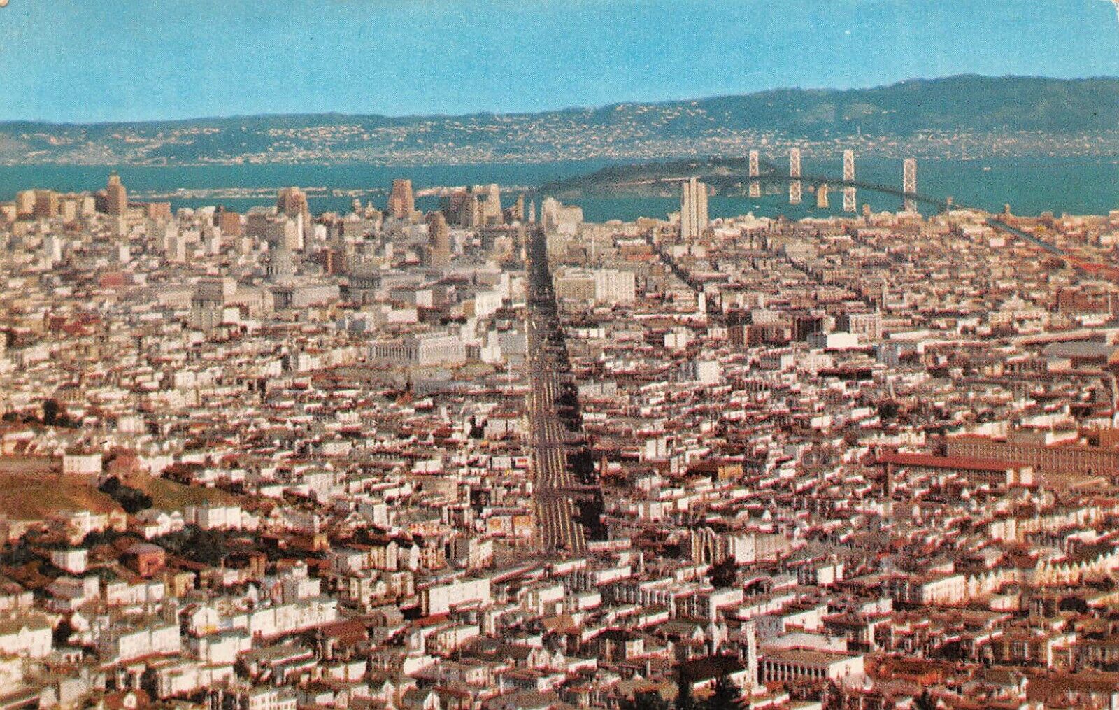 Panorama of San Francisco Aerial View Chrome Postcard