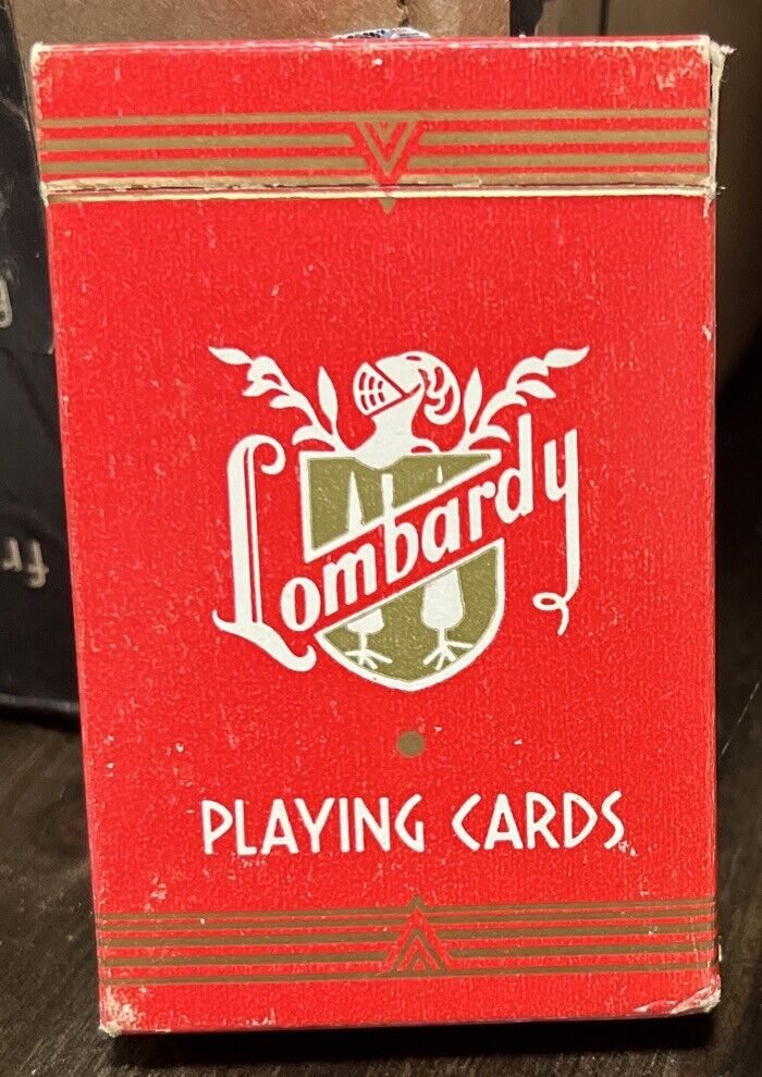 Vintage Lombardy Plastic Coated Playing Cards Red Version Arrco Linen Finish