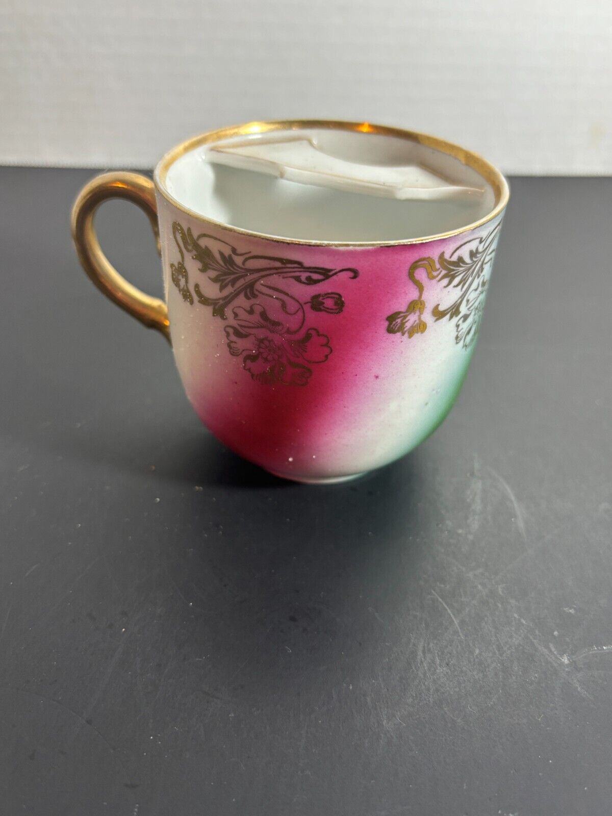 Vintage Porcelain Mustache Cup Mug- Antique Floral Victorian