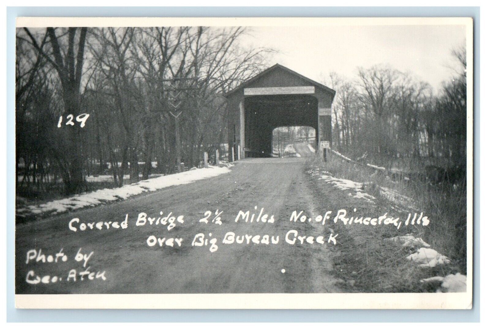 c1940's Covered Bridge Over Big Bureau Creek Princeton IL RPPC Photo Postcard