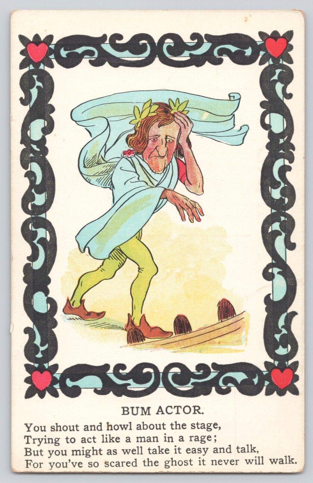 Postcard Vinegar Valentine Bum Actor Thespian Vintage Antique Unposted c1909