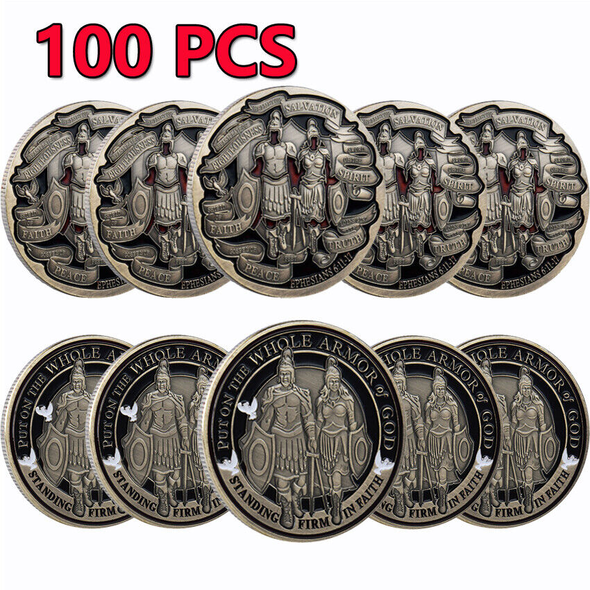 100PCS Put on the Whole Armor of God Commemorative Collect Coin Challenge Coin