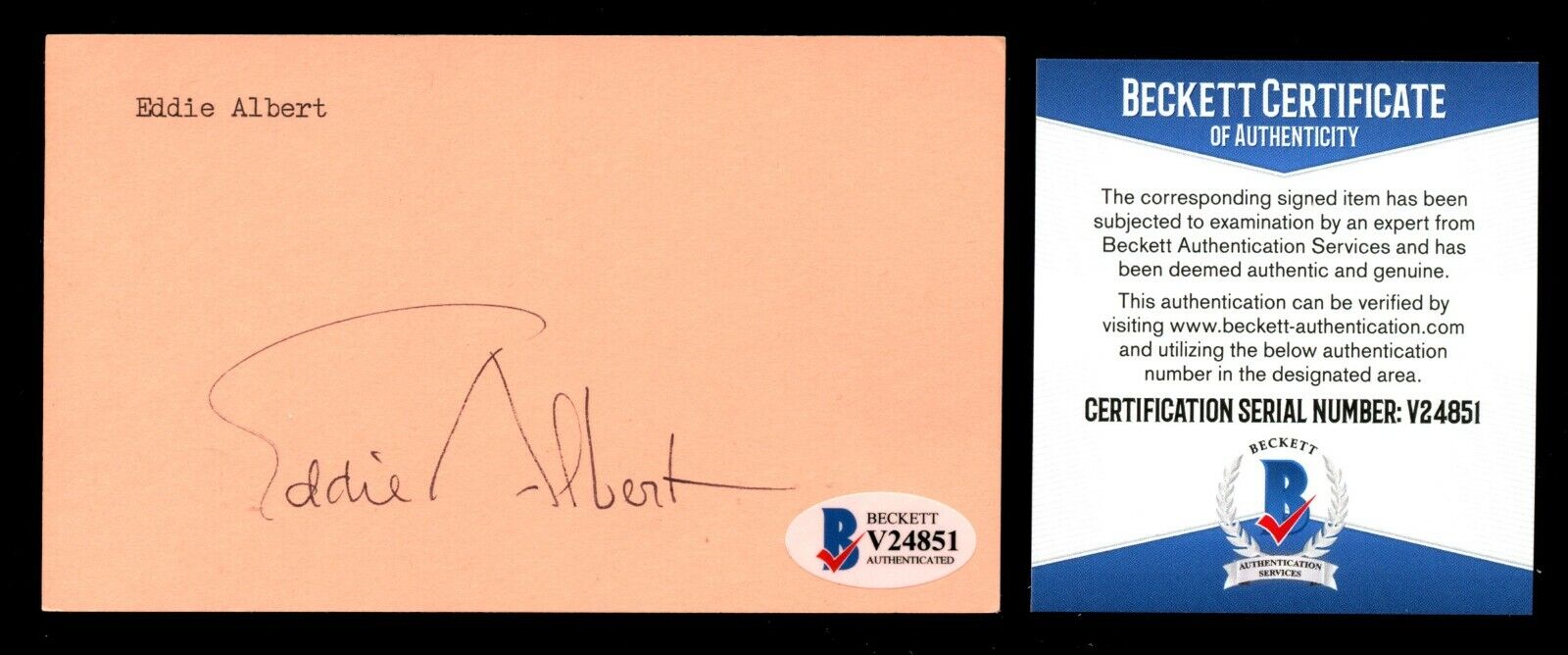 Eddie Albert (d2005) signed autograph 3x5 card Actor BAS Beckett Authenticated