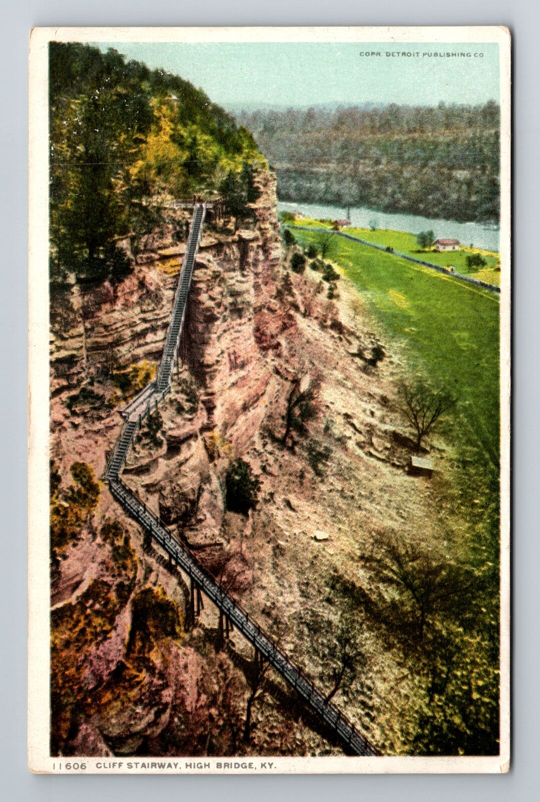 High Bridge KY-Kentucky, Cliff Stairway, Aerial, Antique, Vintage Postcard