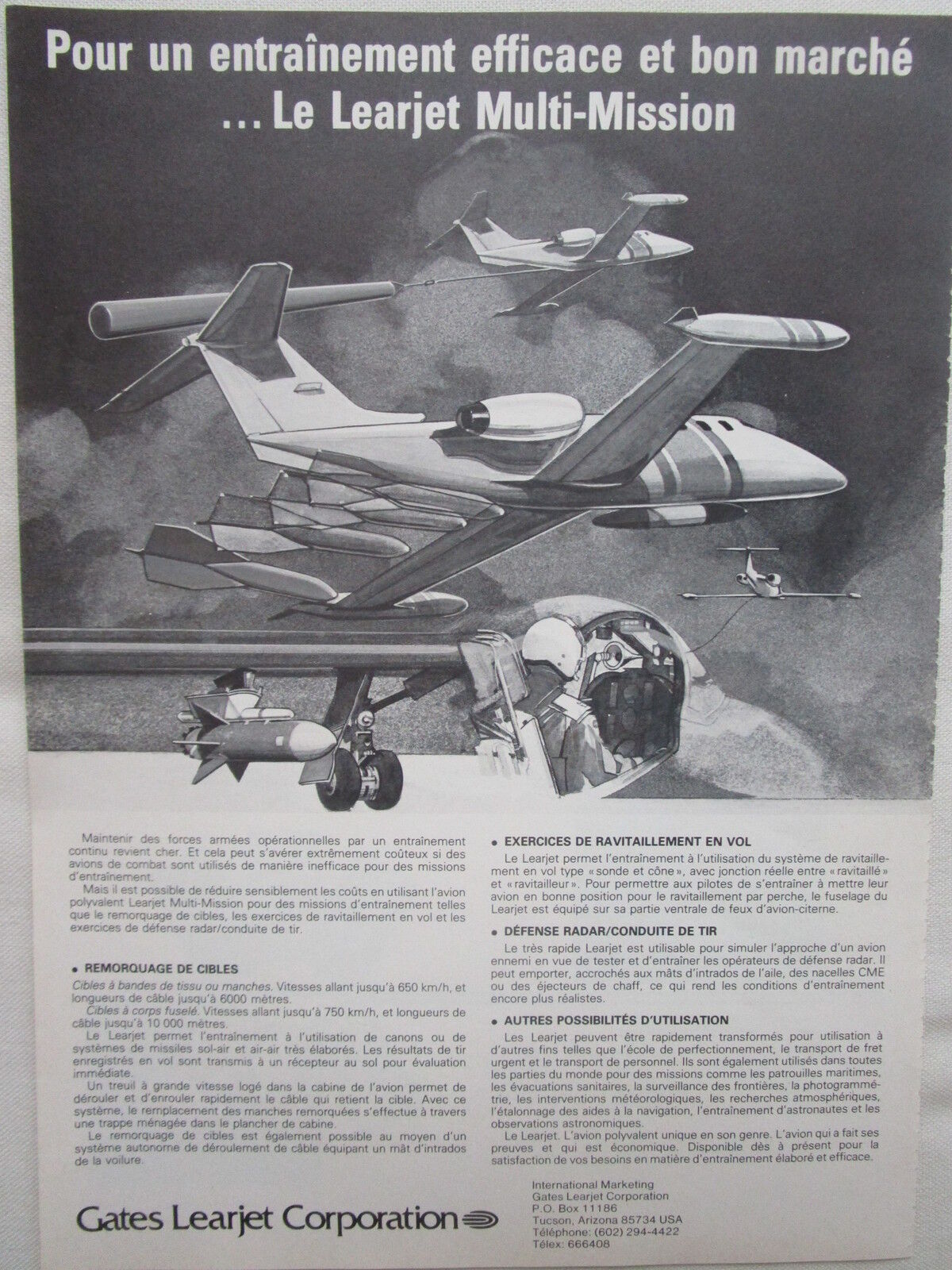 9/1979 PUB GATES LEARJET AIRCRAFT GATES LEARJET MULTI-MISSION AIRCRAFT FRENCH AD