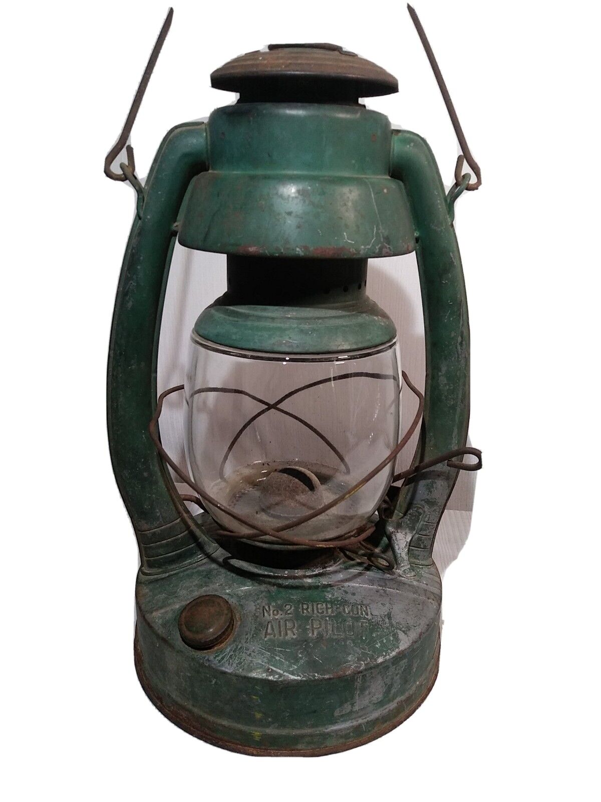 Vintage Green Richards & Conover Hdw Co. Kansas City, Mo. Lantern w/ Short Globe