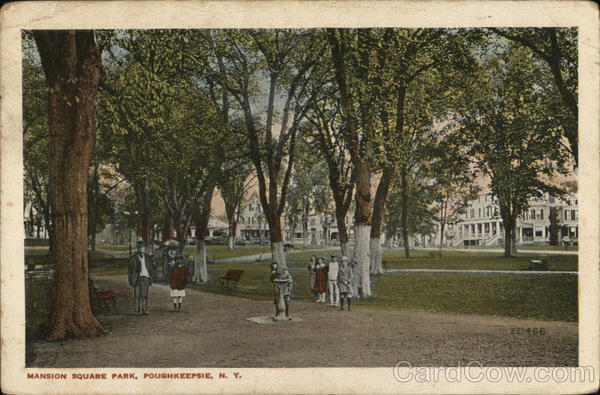 Poughkeepsie,NY Mansion Square Park Dutchess County New York Postcard 1c stamp
