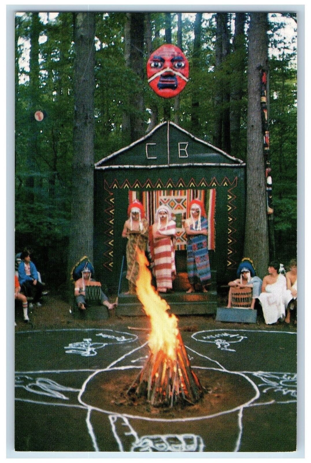 c1960\'s YMCA Camp Belknap Wolfeboro New Hampshire NH Unposted Bonfire Postcard