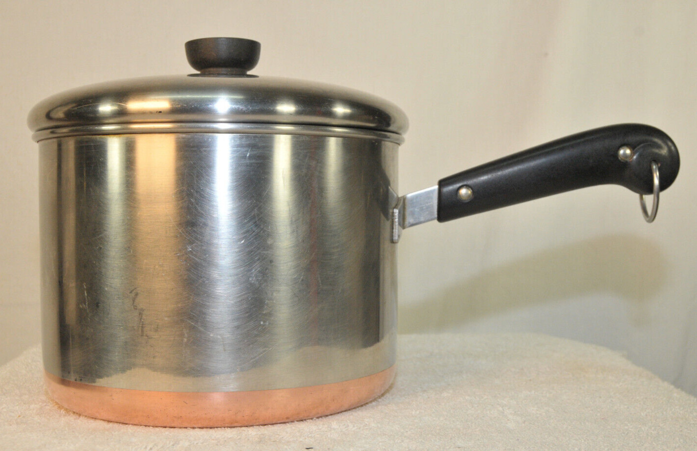 Rare Vintage Revere Ware Pre-1968 Copper Clad 5 Quart Saucepan And Lid Made USA