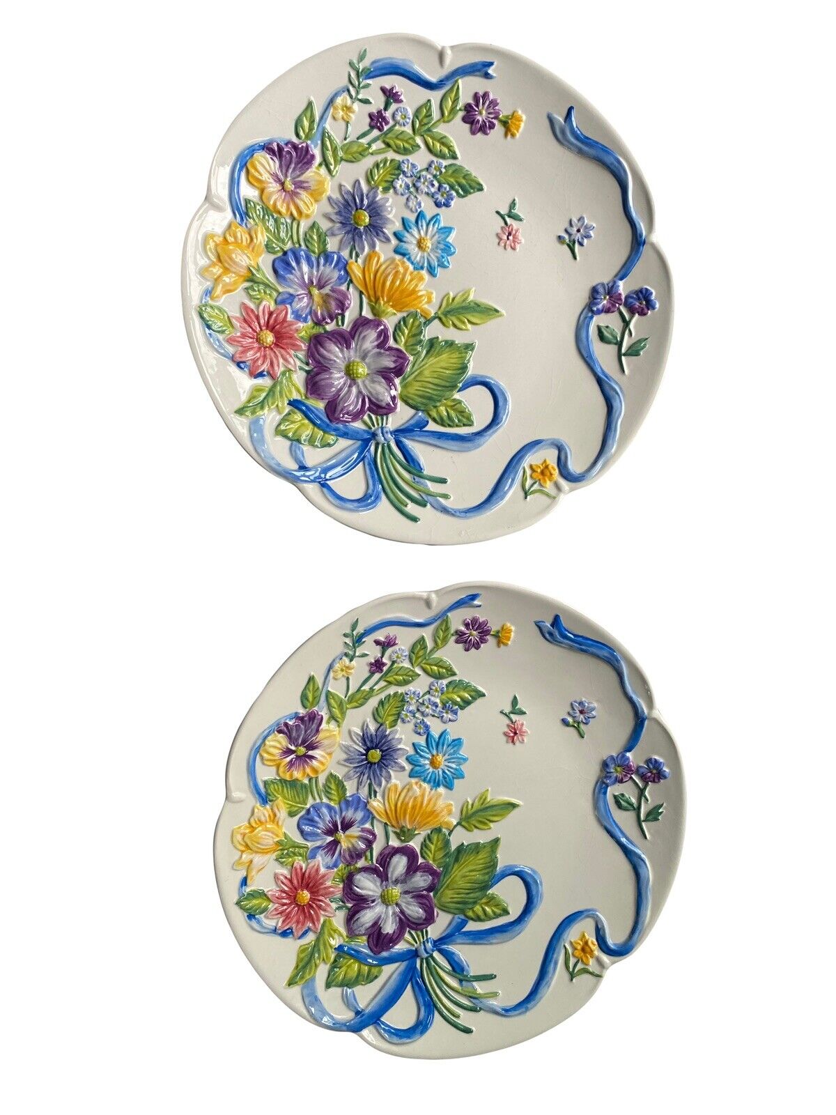 Vintage Flower Decorative Plates- Set Of Two