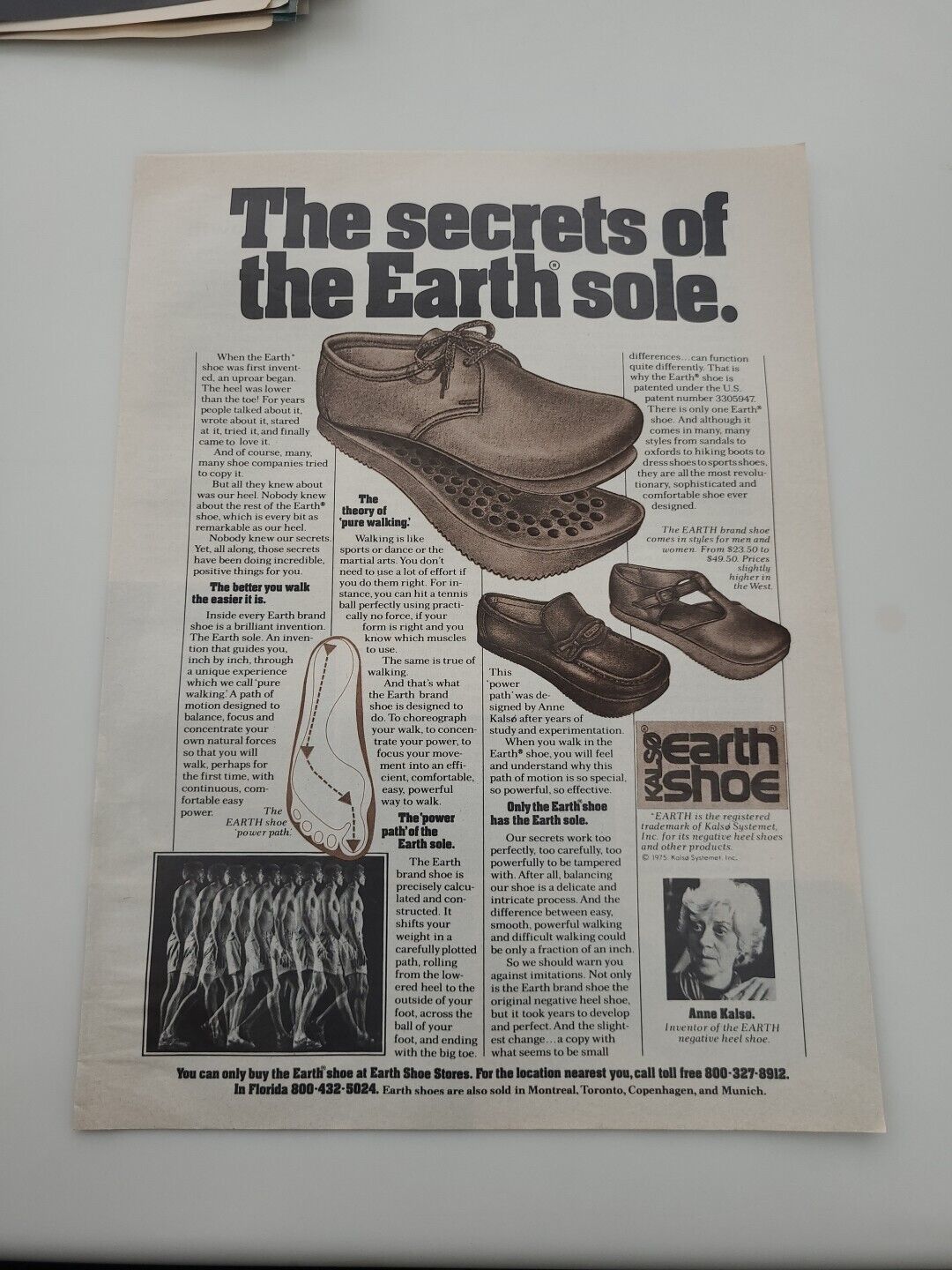 Earth Shoe Anne Kalso Negative Heel Vintage Print Ad 1975 8x11 