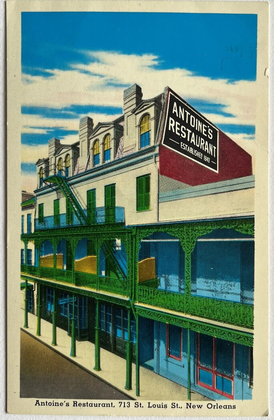 New Orleans Antoine’s Restaurant Louisiana Vintage Postcard French Quarter