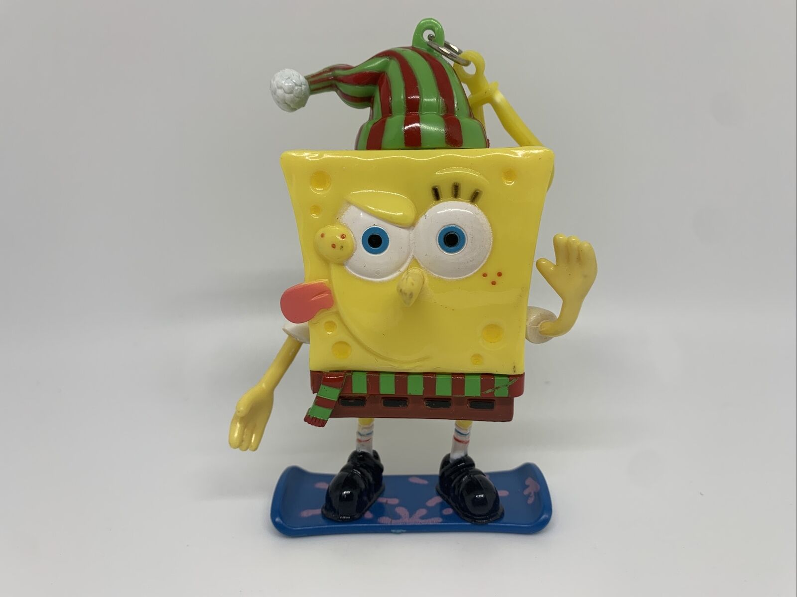2005 Viacom Nickelodeon SpongeBob SquarePants Christmas Keychain on Snowboard