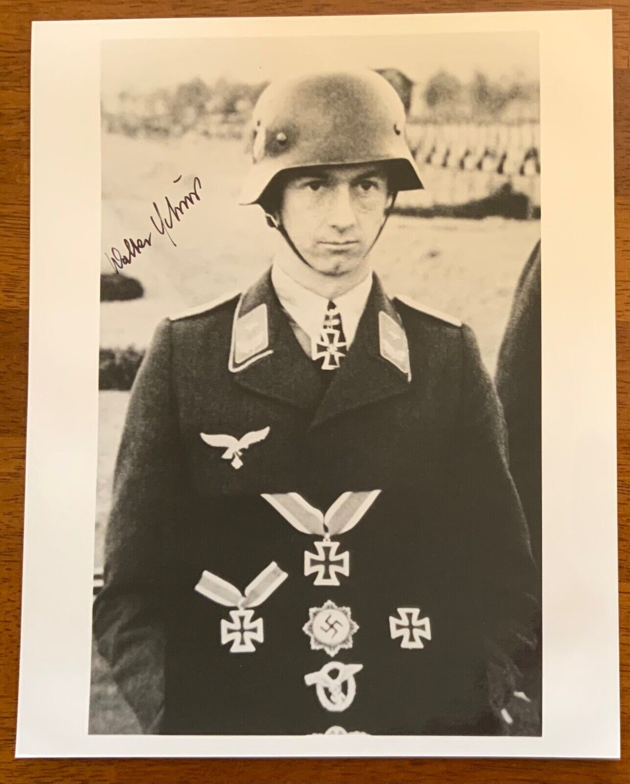 WWII German Luftwaffe Fighter Ace Walter Schuck Knights Cross Signed Photo #4