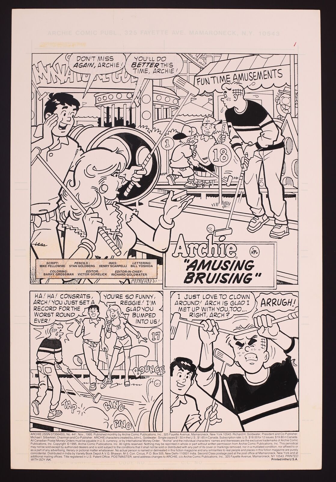 Original Art from Archie #441 (1995) Page 1 by Stan Goldberg & Henry Scarpelli