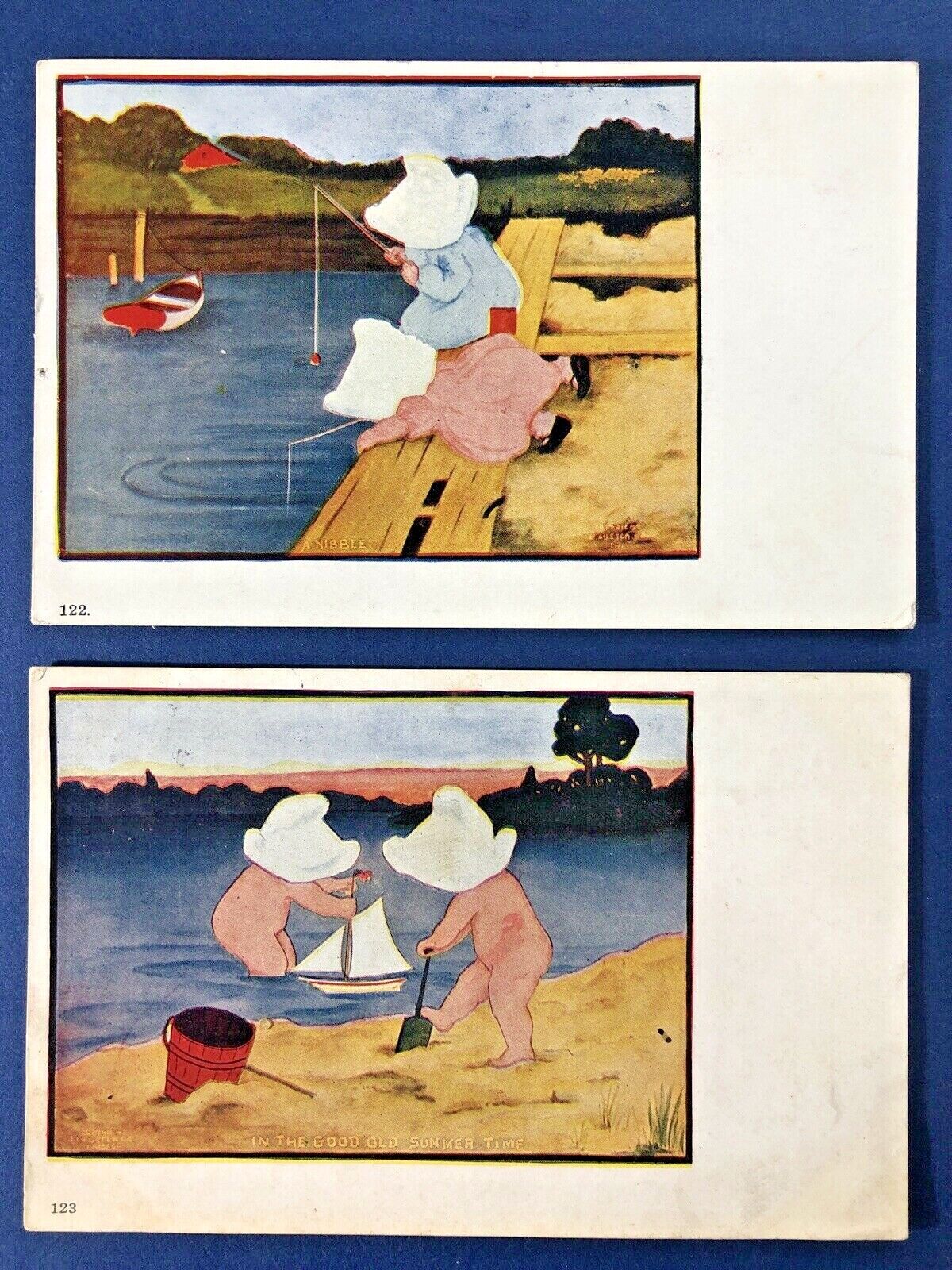 2 Nice Sunbonnet Antique Postcards. Publ: Austen. Artist: Corbett. W Value
