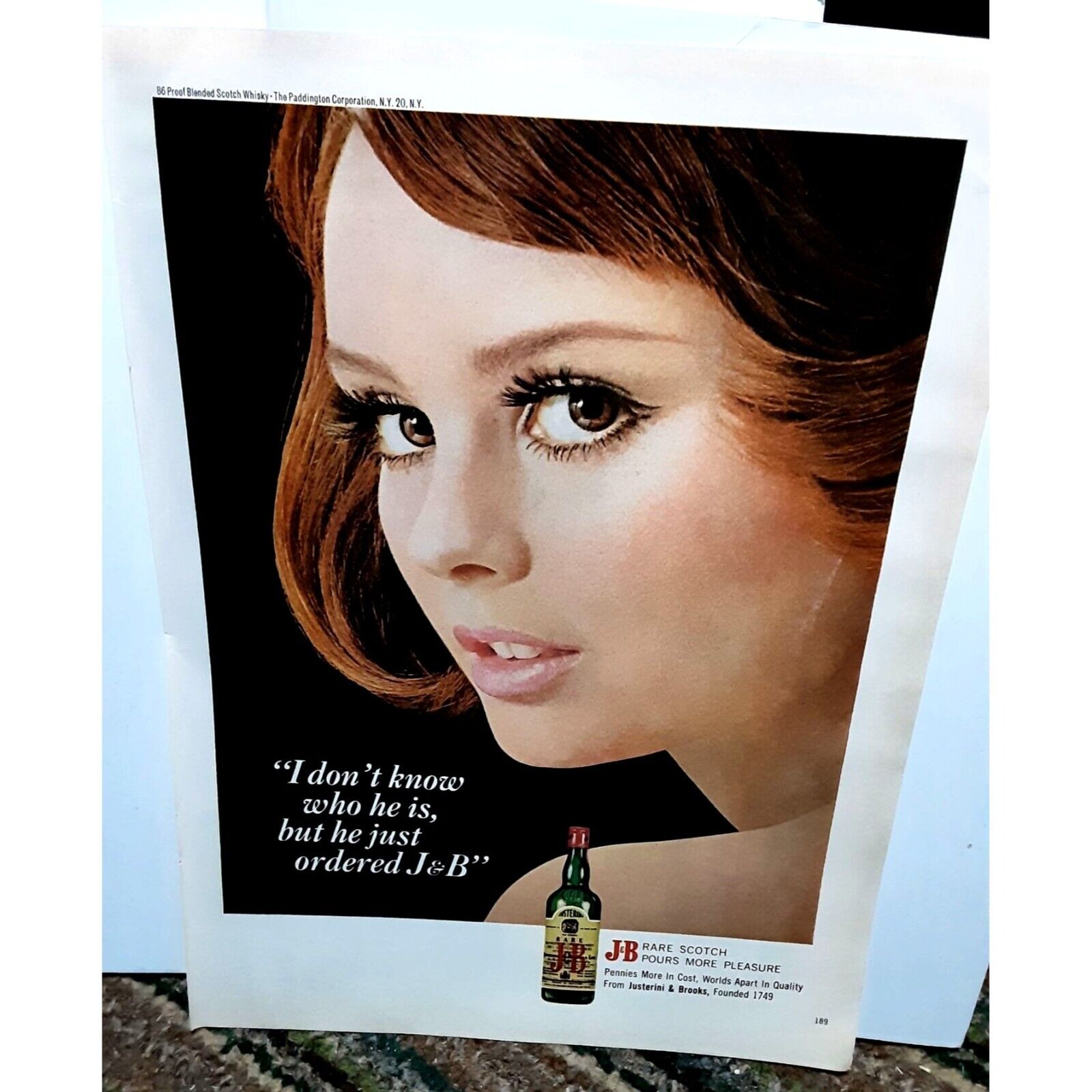 Vintage 1967 J&B Rare Scotch Sexy Woman Ad Original epherma