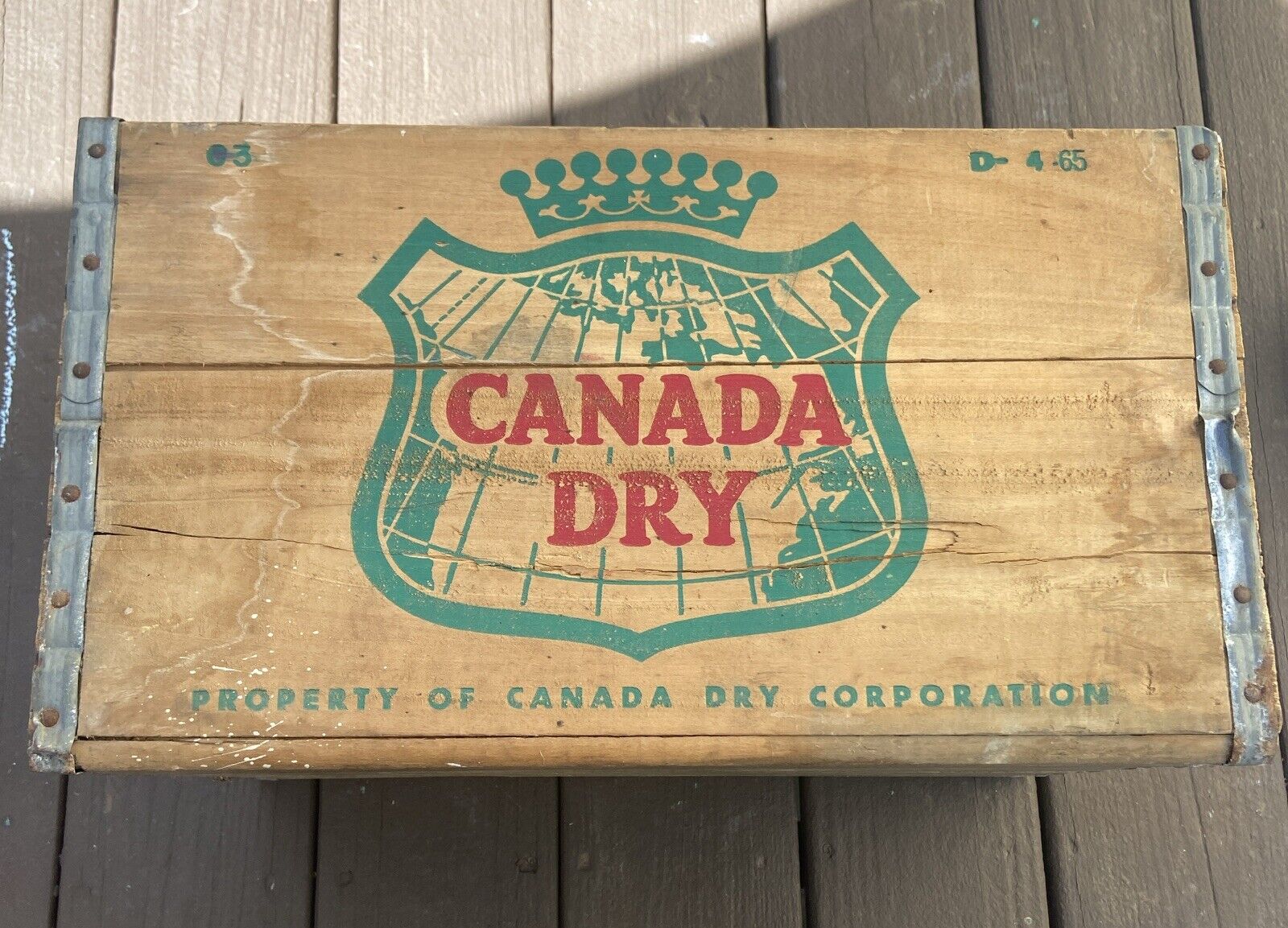 Vintage Antique Canada Dry Ginger Ale Wood Wooden Crate Box 1960's 1965