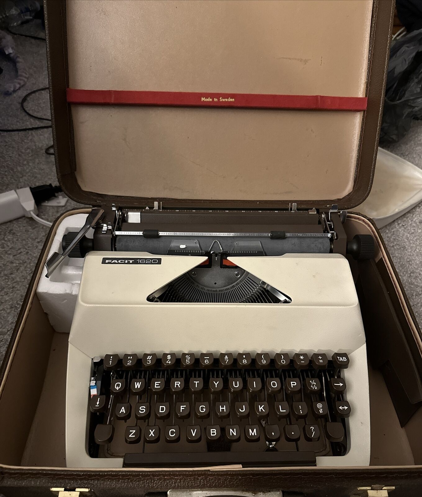Facit, 1620 Typewriter, Two Keys, and Carrying Case - 