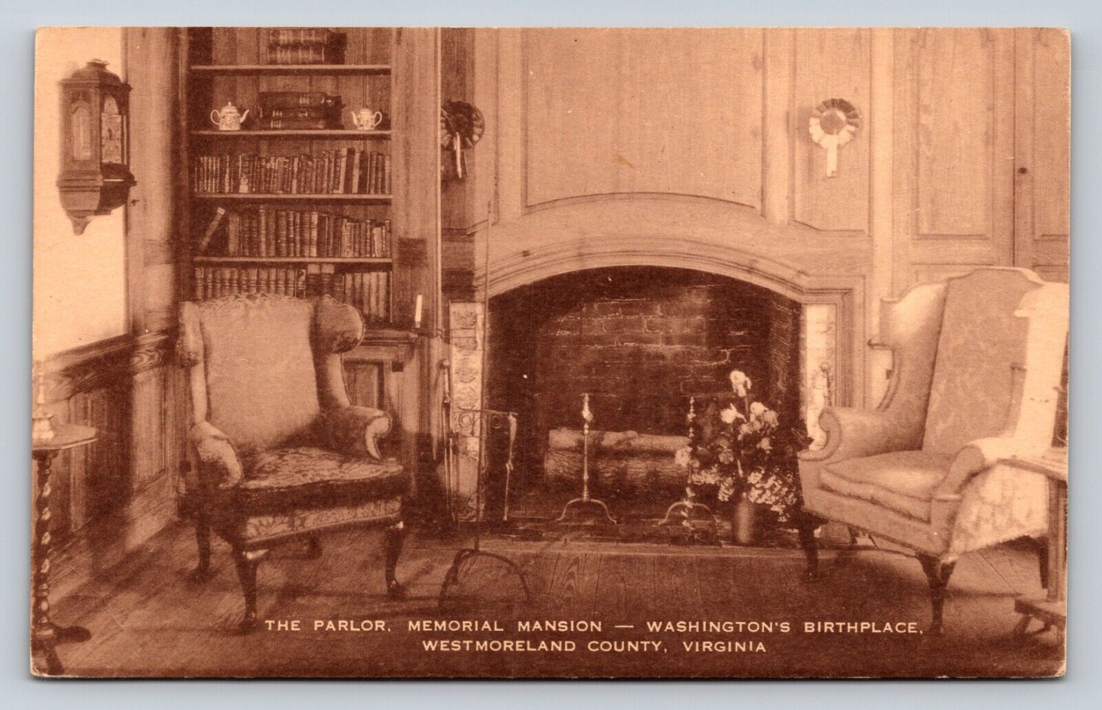 The Parlor, Memorial Mansion Washington's Birthplace, VA VINTAGE Postcard