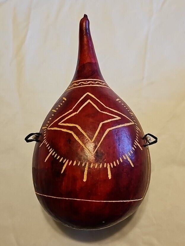 Vintage Handmade African Calabash Gourd with Nativity Scene 13\