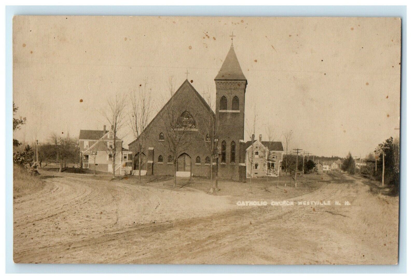 c1910\'s Catholic Church Westville New Hampshire NH RPPC Photo Antique Postcard