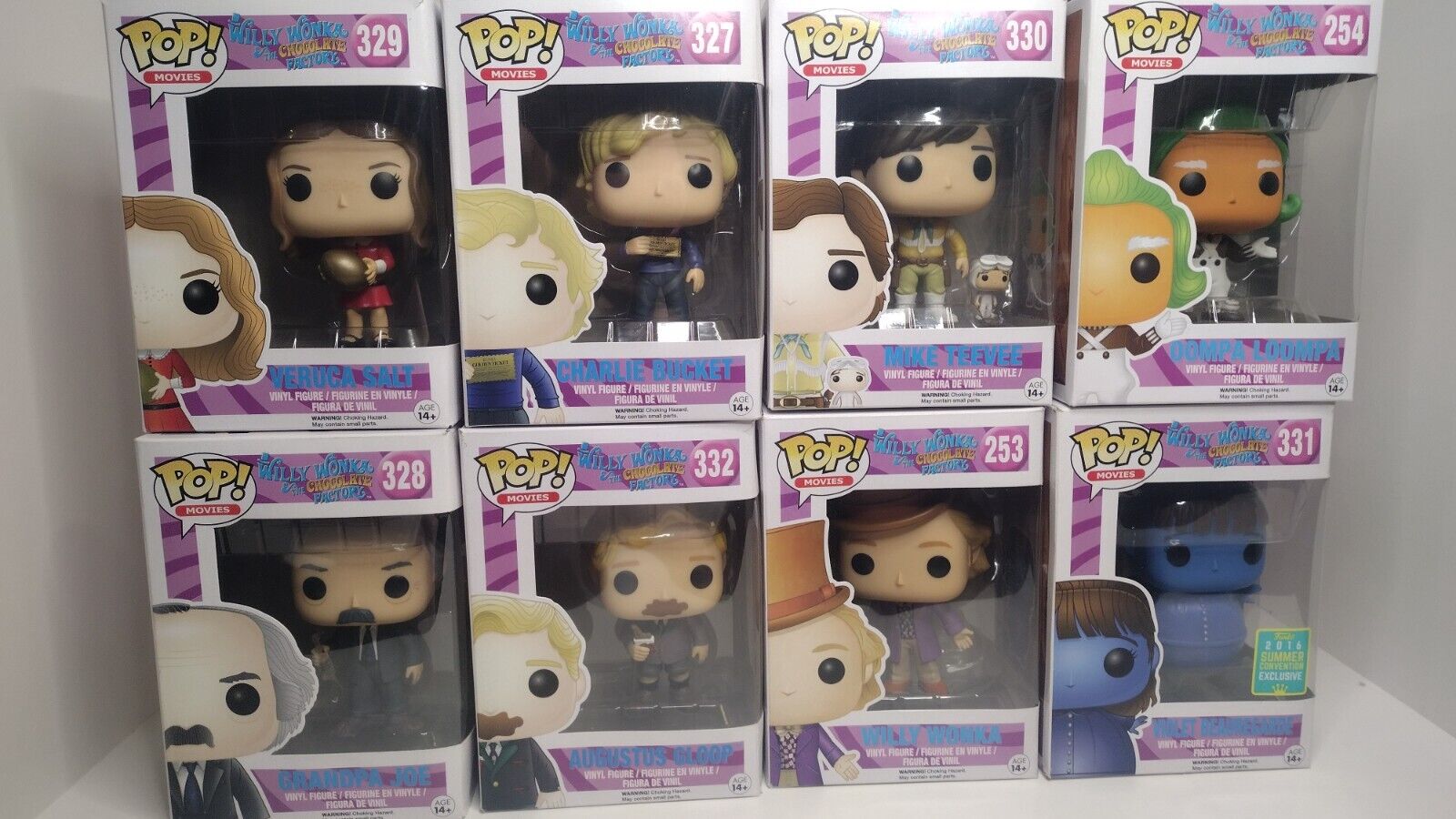 Funko Pop Willy Wonka Rare & Vaulted Contains All 8 COMPLETE COLLECTION 