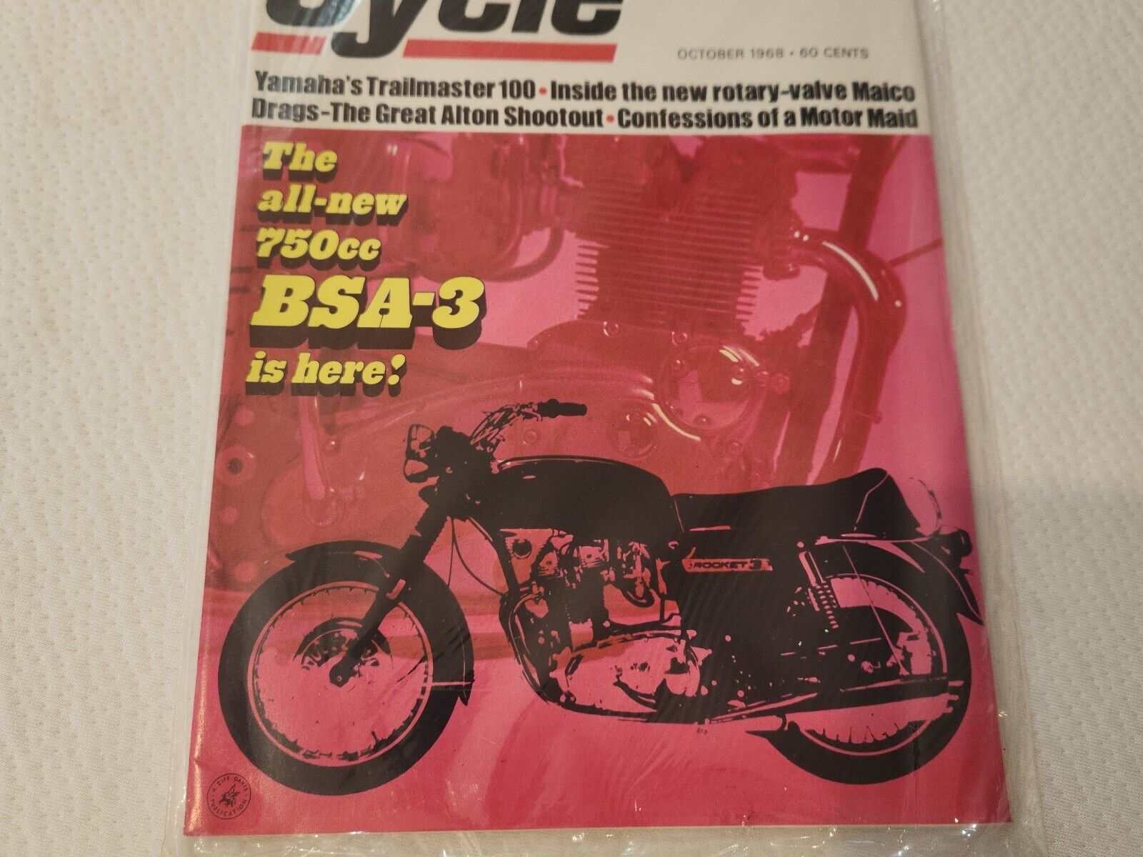 OCTOBER 1968 CYCLE MAGAZINE, BSA 750cc, MAICO 125 MOTOCROSS, YAMAHA YL2CM
