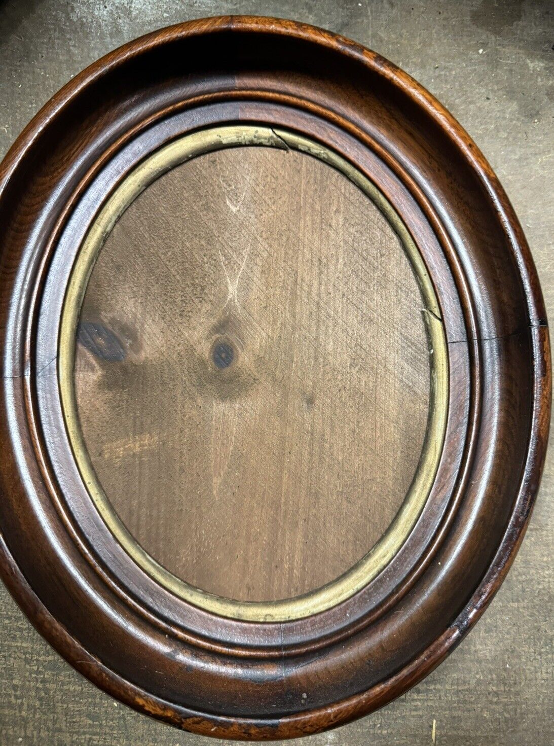 Antique Oval Deep Walnut Picture Portrait Frame Gold Gilt 8 x 10 Wood Victorian