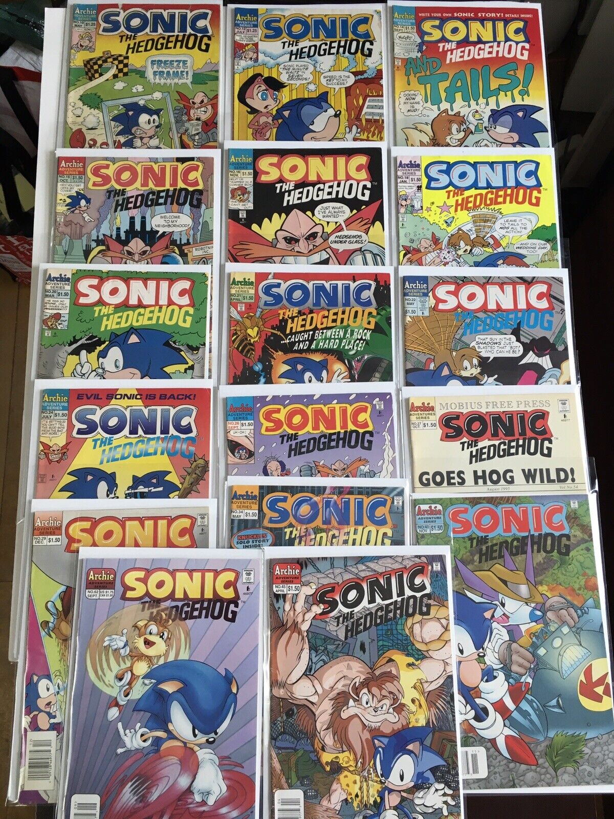 Sonic The Hedgehog Archie Comic Lot Of 17 10-62
