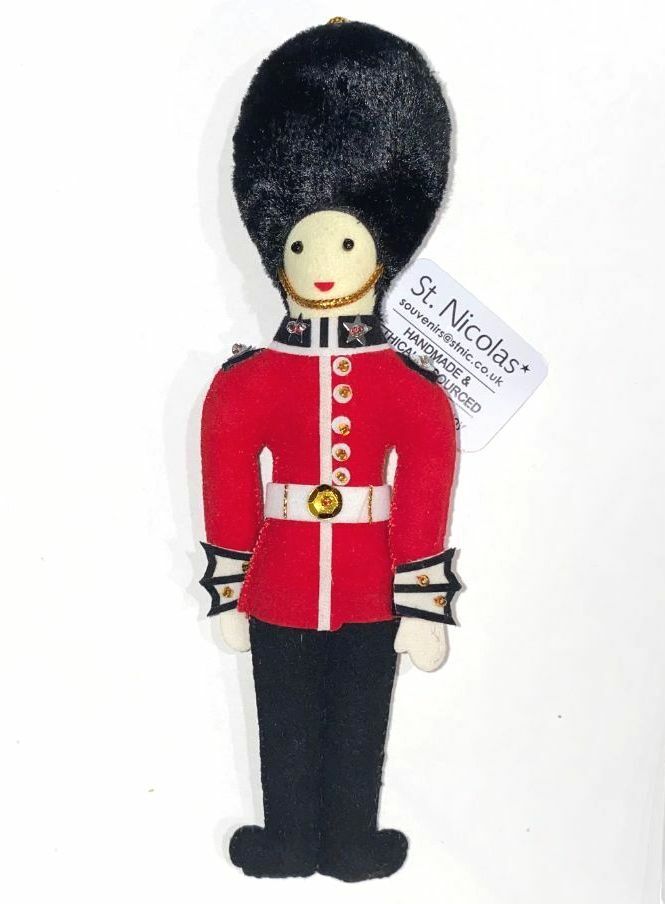 St Nicholas England BRITISH Queen\'s Royal GUARD Hand Made Christmas Ornament New