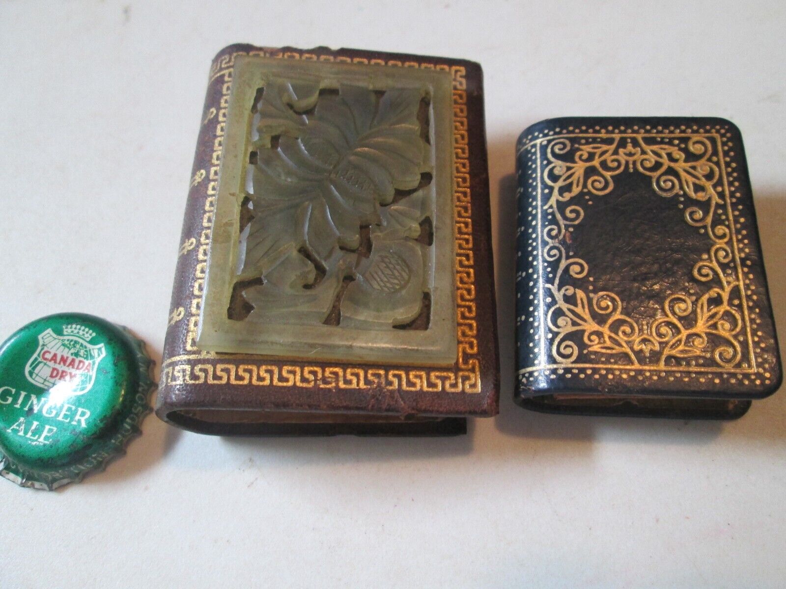 2 Vintage Pocket Purse Match Box Holder Cover Ornate THAT LOOKS LIKE SMALL BOOKS