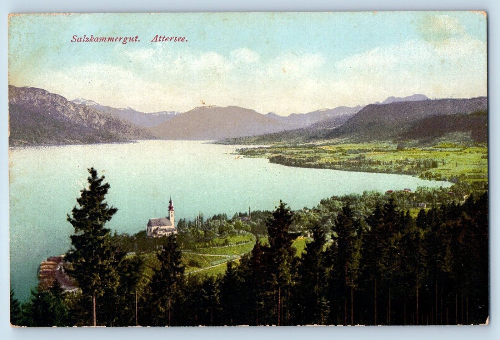 Upper Austria Austria Postcard Salzkammergut Attersee 1914 Posted Antique