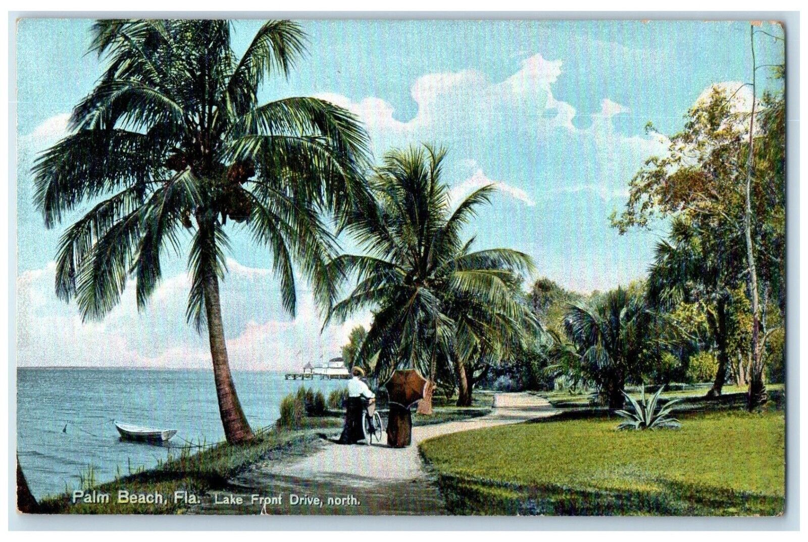 1910 Scenic View Lake Front Drive Palm Beach Florida FL Vintage Antique Postcard