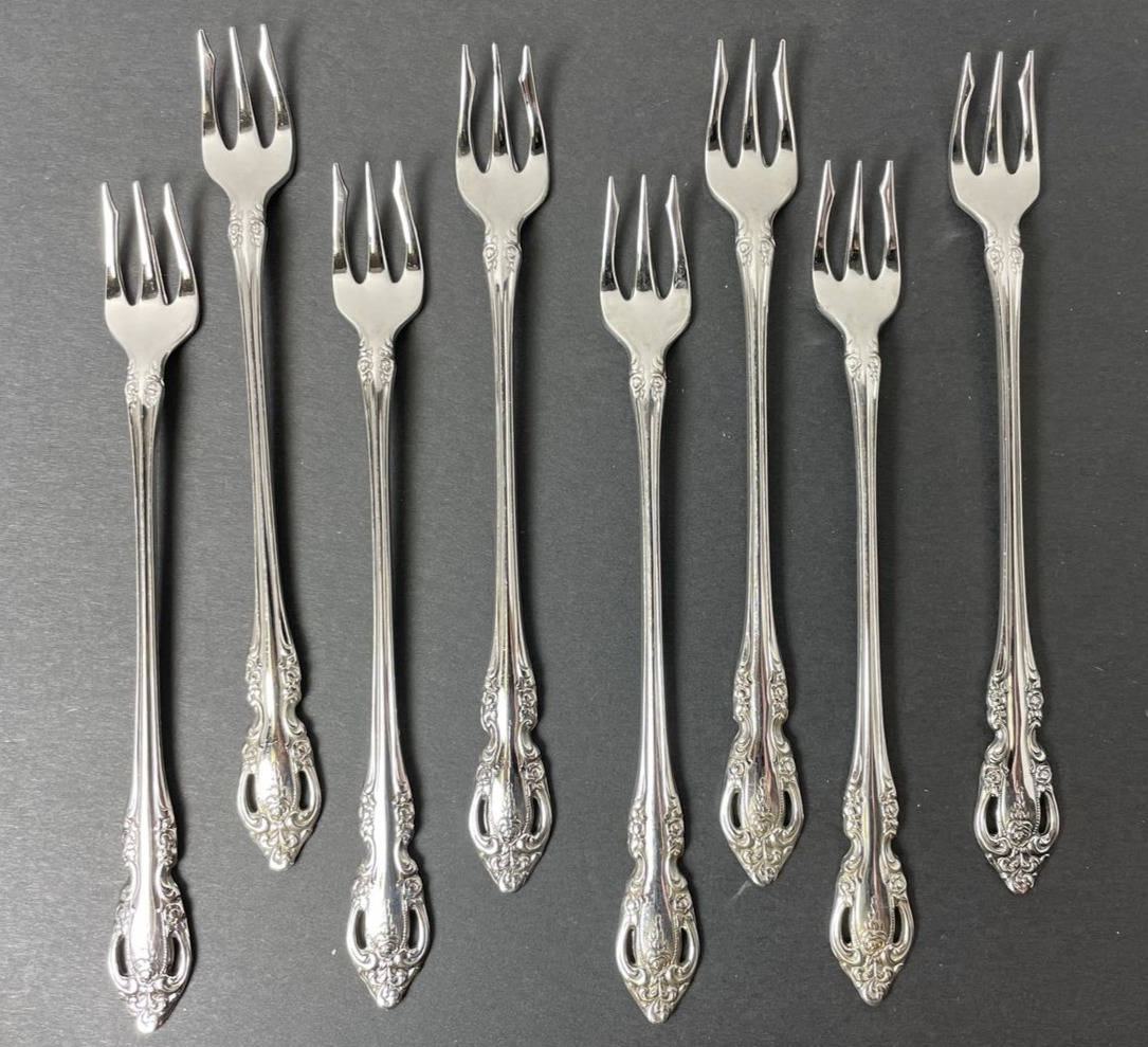 Oneida BRAHMS Community Stainless Flatware Seafood Cocktail Forks Set of 8