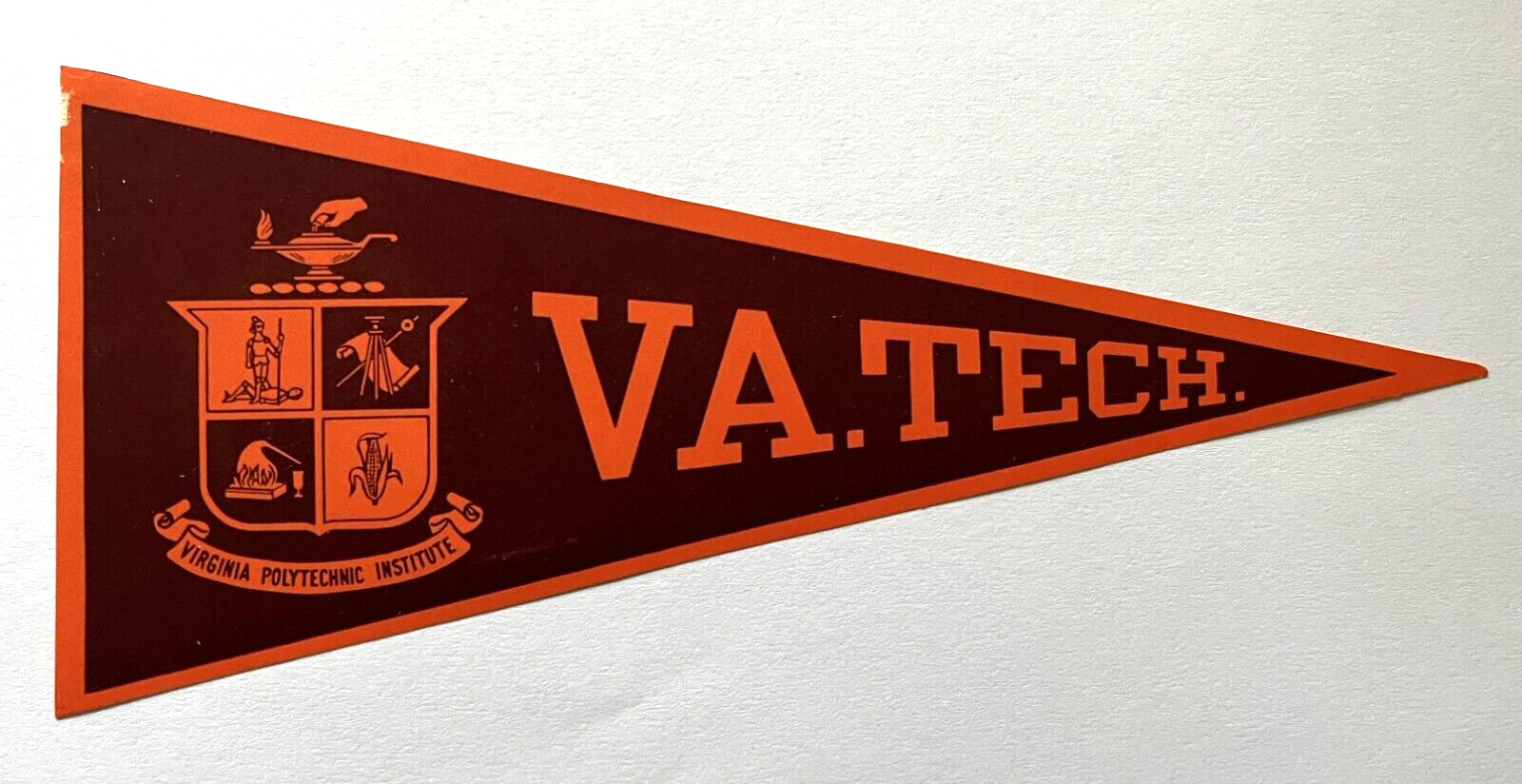 Vintage Virginia Tech Paper Pennant Decal Gummed Back Sticker 8\